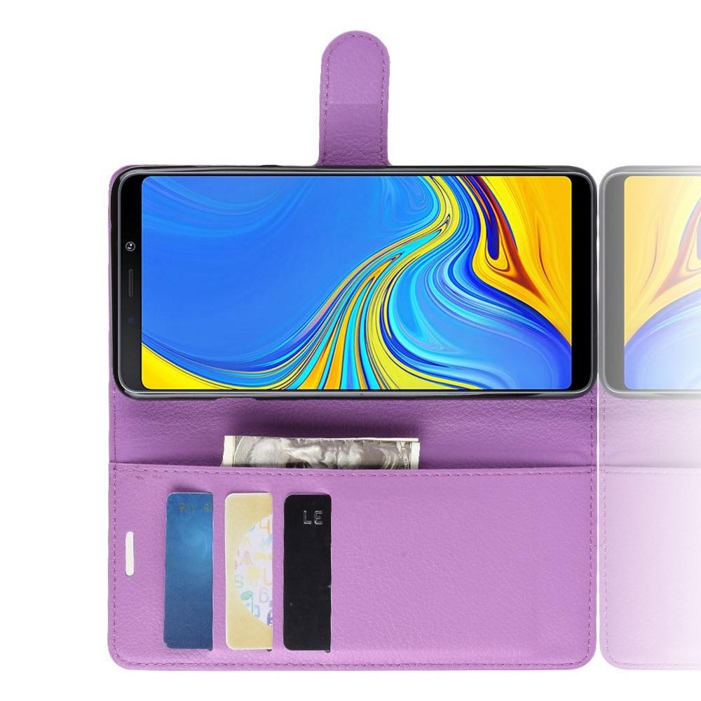Флип чехол книжка с кошельком подставкой отделениями для карт и магнитной застежкой для Samsung Galaxy A9 2018 SM-A920F Фиолетовый