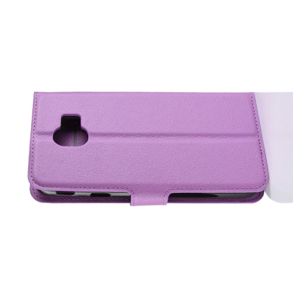 Флип чехол книжка с кошельком подставкой отделениями для карт и магнитной застежкой для Samsung Galaxy J4 2018 SM-J400 Фиолетовый