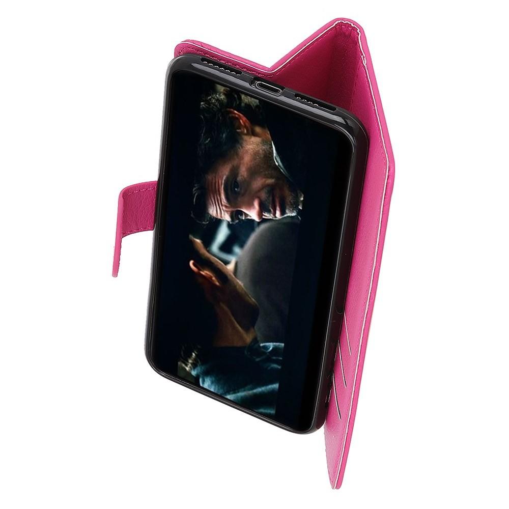 Флип чехол книжка с кошельком подставкой отделениями для карт и магнитной застежкой для Samsung Galaxy M30 Розовый