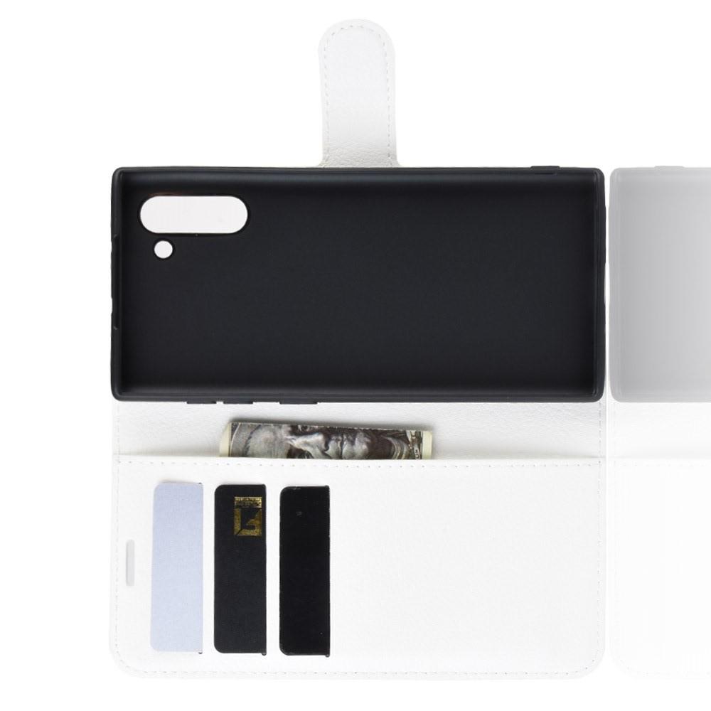 Флип чехол книжка с кошельком подставкой отделениями для карт и магнитной застежкой для Samsung Galaxy Note 10 Белый