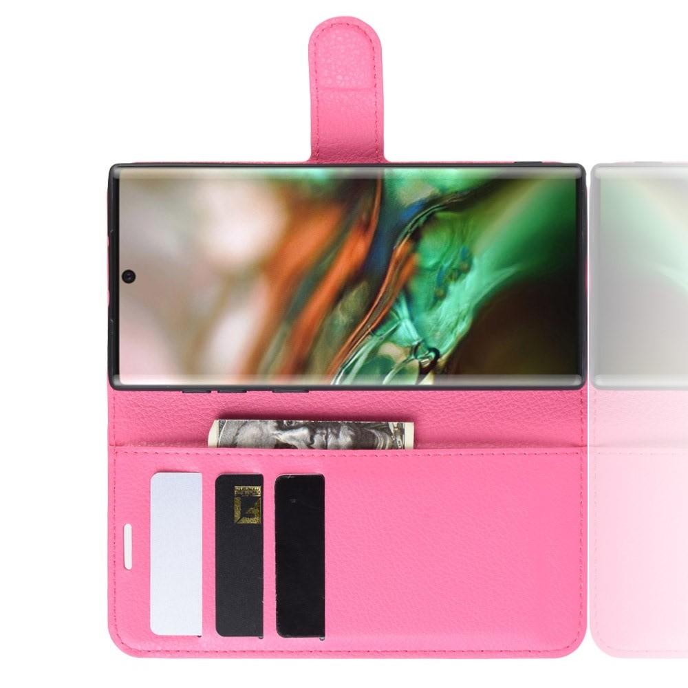 Флип чехол книжка с кошельком подставкой отделениями для карт и магнитной застежкой для Samsung Galaxy Note 10 Розовый