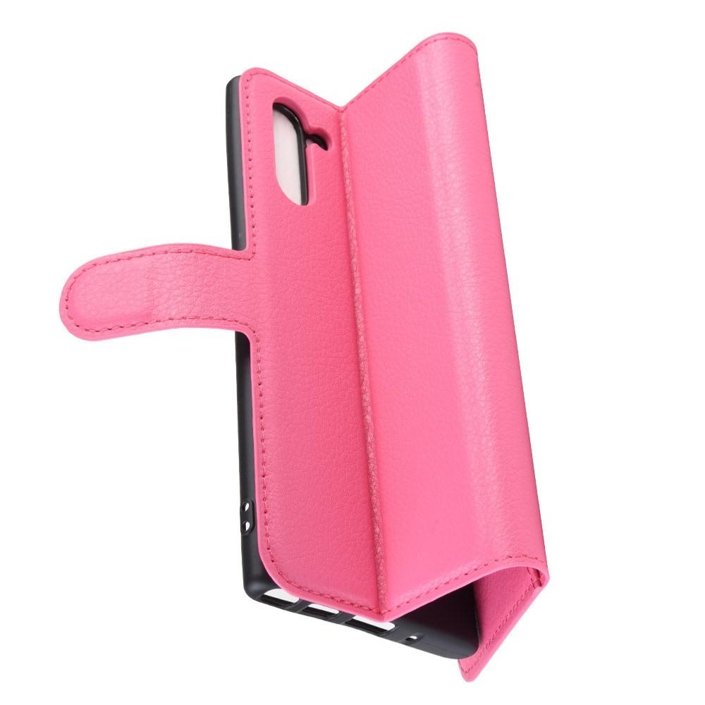 Флип чехол книжка с кошельком подставкой отделениями для карт и магнитной застежкой для Samsung Galaxy Note 10 Розовый