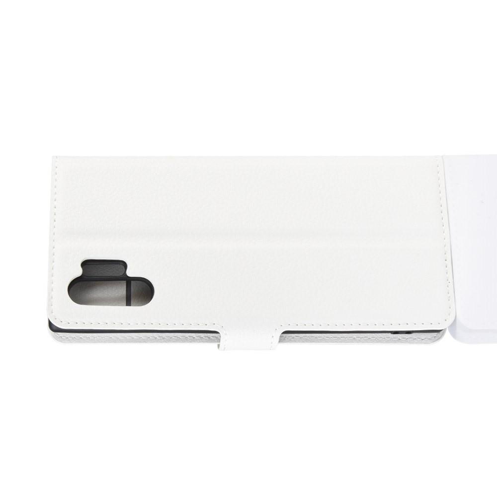 Флип чехол книжка с кошельком подставкой отделениями для карт и магнитной застежкой для Samsung Galaxy Note 10 Plus Белый