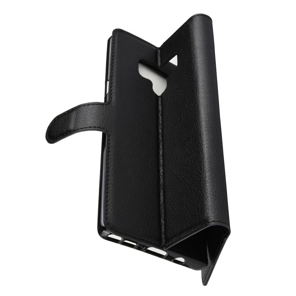 Флип чехол книжка с кошельком подставкой отделениями для карт и магнитной застежкой для Samsung Galaxy Note 9 Черный