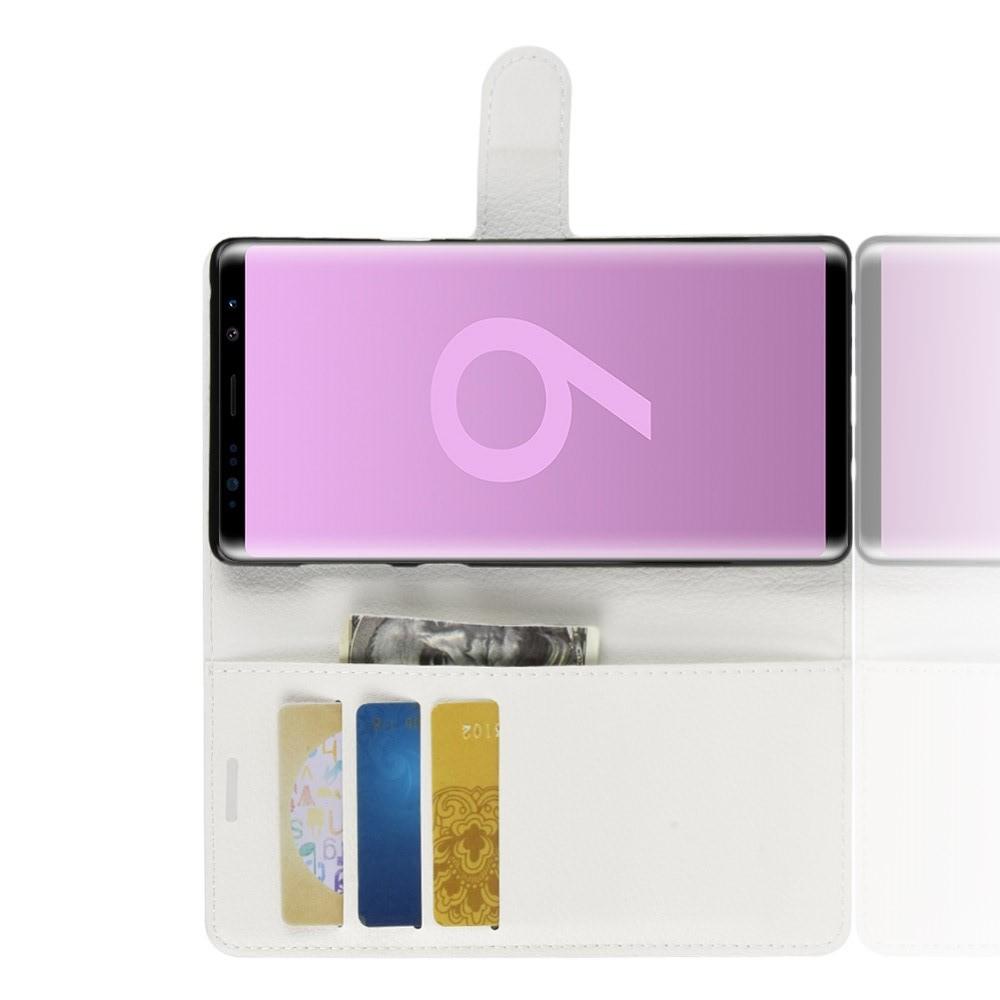 Флип чехол книжка с кошельком подставкой отделениями для карт и магнитной застежкой для Samsung Galaxy Note 9 Белый