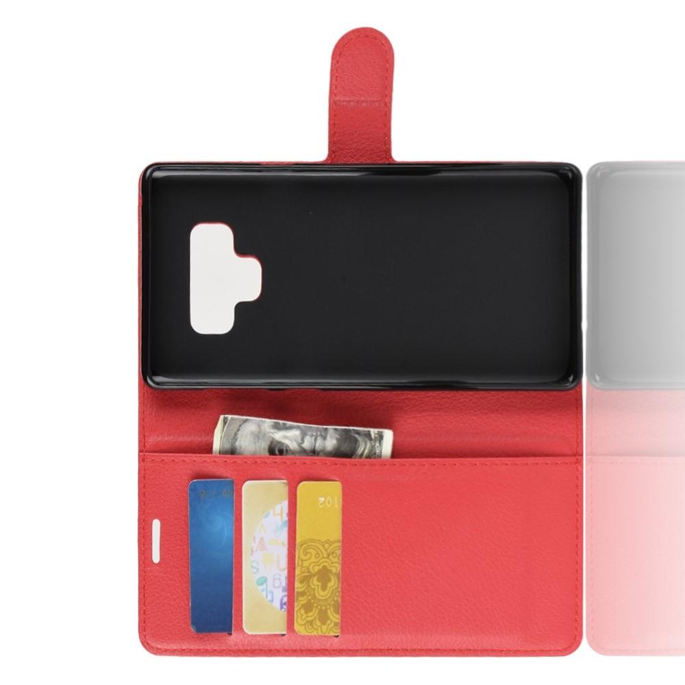 Флип чехол книжка с кошельком подставкой отделениями для карт и магнитной застежкой для Samsung Galaxy Note 9 Красный