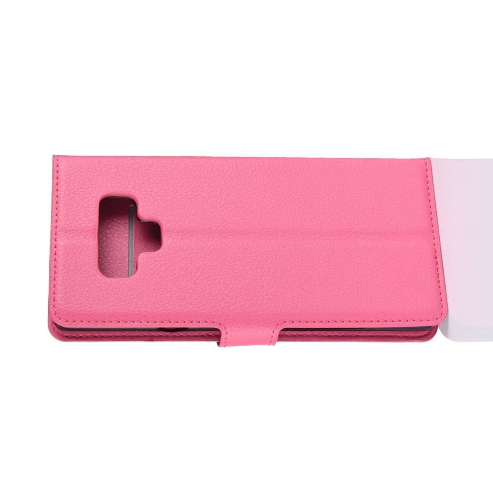 Флип чехол книжка с кошельком подставкой отделениями для карт и магнитной застежкой для Samsung Galaxy Note 9 Розовый