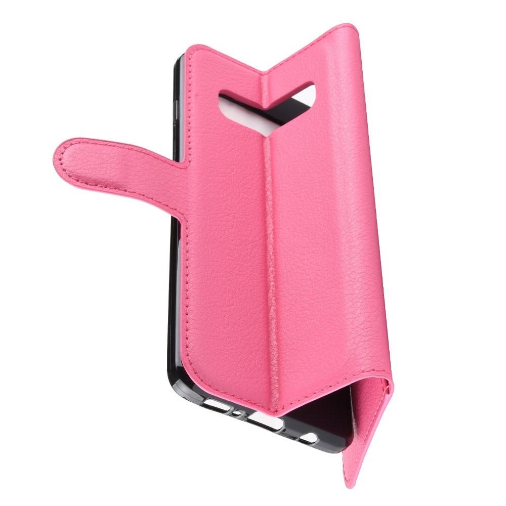 Флип чехол книжка с кошельком подставкой отделениями для карт и магнитной застежкой для Samsung Galaxy S10 Розовый