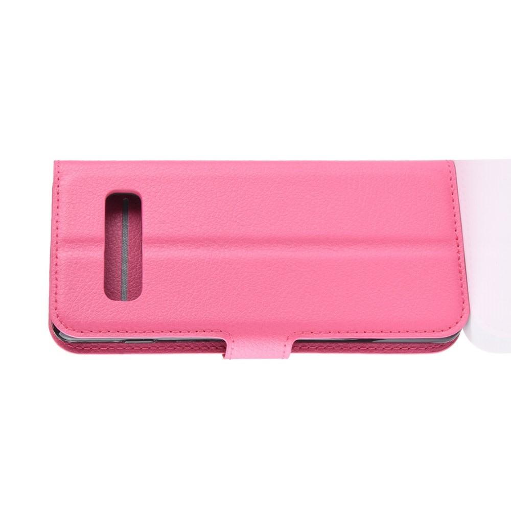 Флип чехол книжка с кошельком подставкой отделениями для карт и магнитной застежкой для Samsung Galaxy S10 Розовый