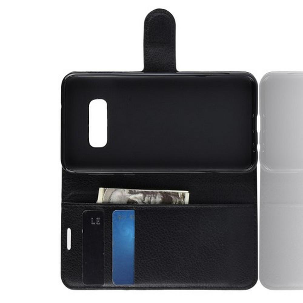 Флип чехол книжка с кошельком подставкой отделениями для карт и магнитной застежкой для Samsung Galaxy S10e Черный
