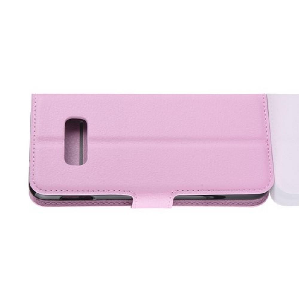 Флип чехол книжка с кошельком подставкой отделениями для карт и магнитной застежкой для Samsung Galaxy S10e Розовый