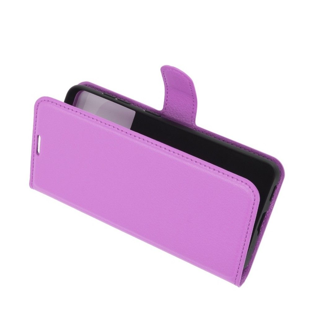 Флип чехол книжка с кошельком подставкой отделениями для карт и магнитной застежкой для Samsung Galaxy S21 Фиолетовый
