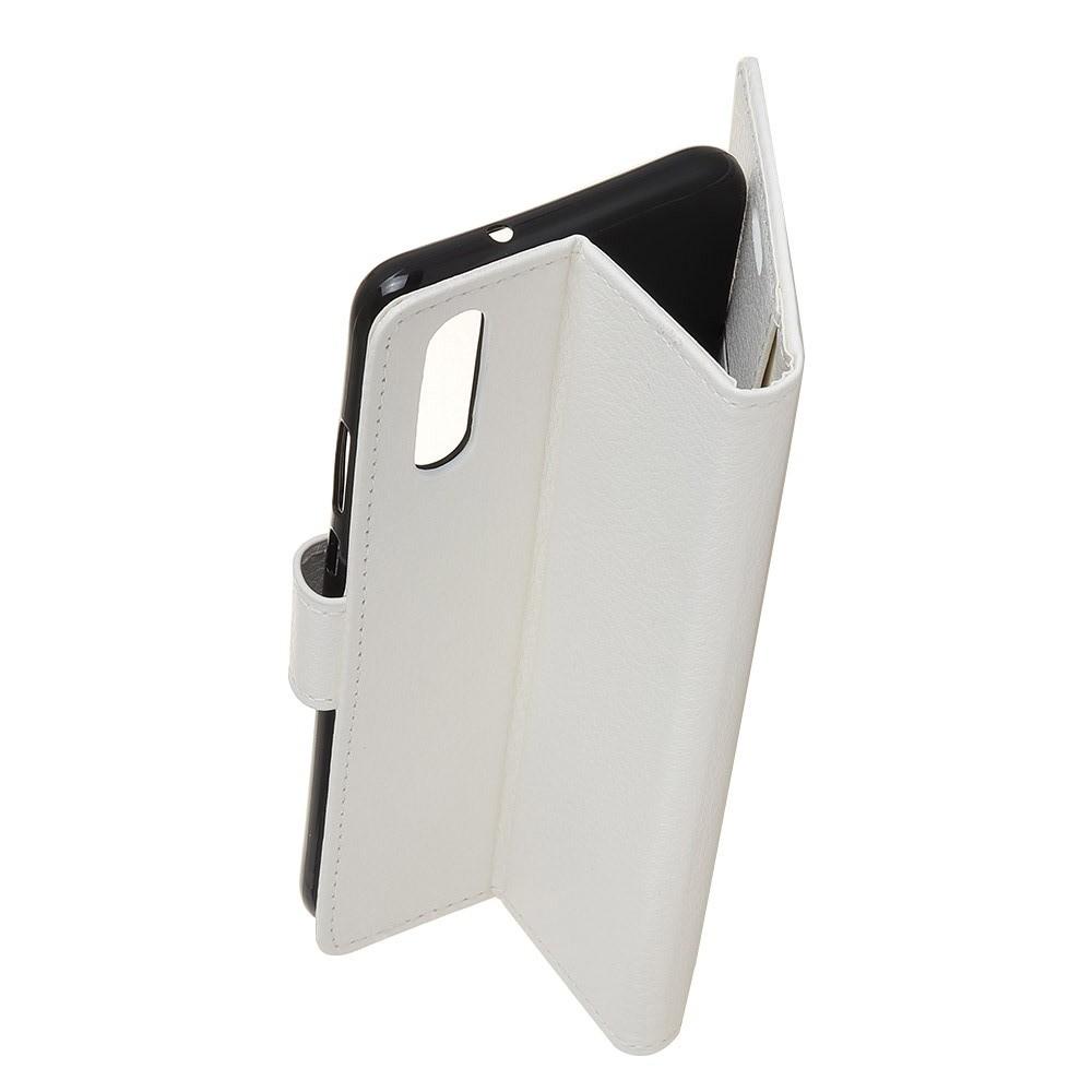 Флип чехол книжка с кошельком подставкой отделениями для карт и магнитной застежкой для Sony Xperia 2 Белый