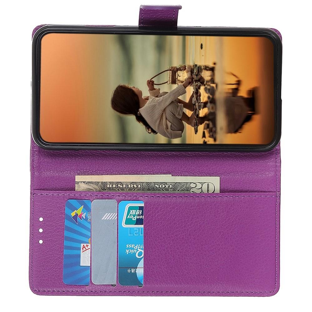 Флип чехол книжка с кошельком подставкой отделениями для карт и магнитной застежкой для Sony Xperia 20 Фиолетовый