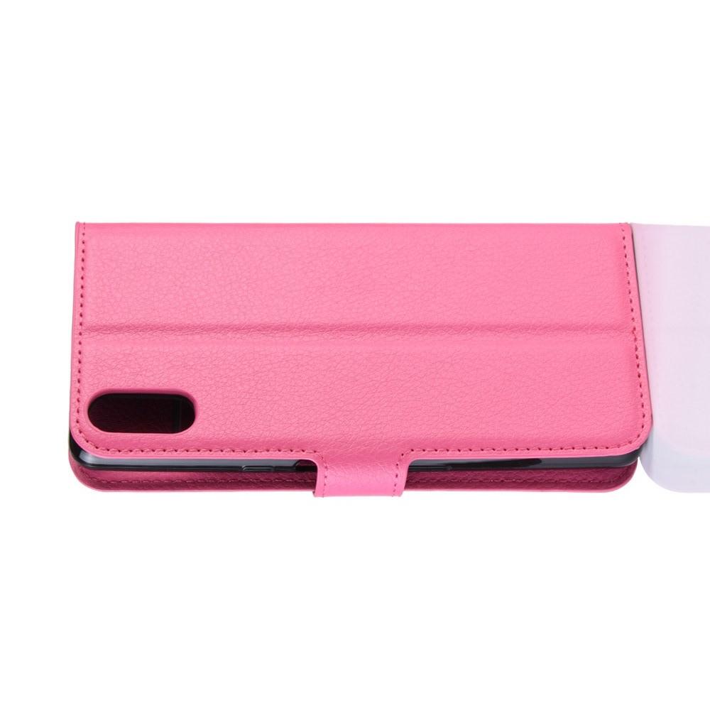 Флип чехол книжка с кошельком подставкой отделениями для карт и магнитной застежкой для Sony Xperia L3 Розовый