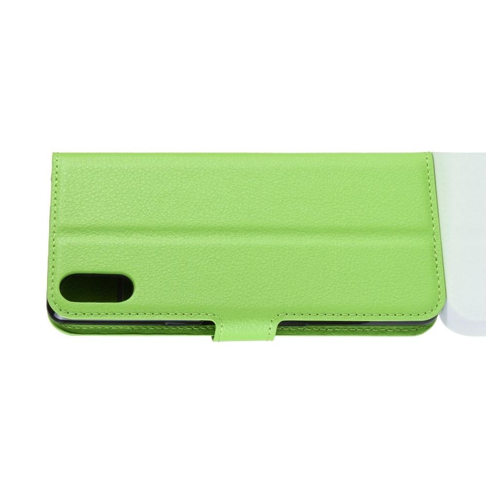 Флип чехол книжка с кошельком подставкой отделениями для карт и магнитной застежкой для Sony Xperia L3 Зеленый