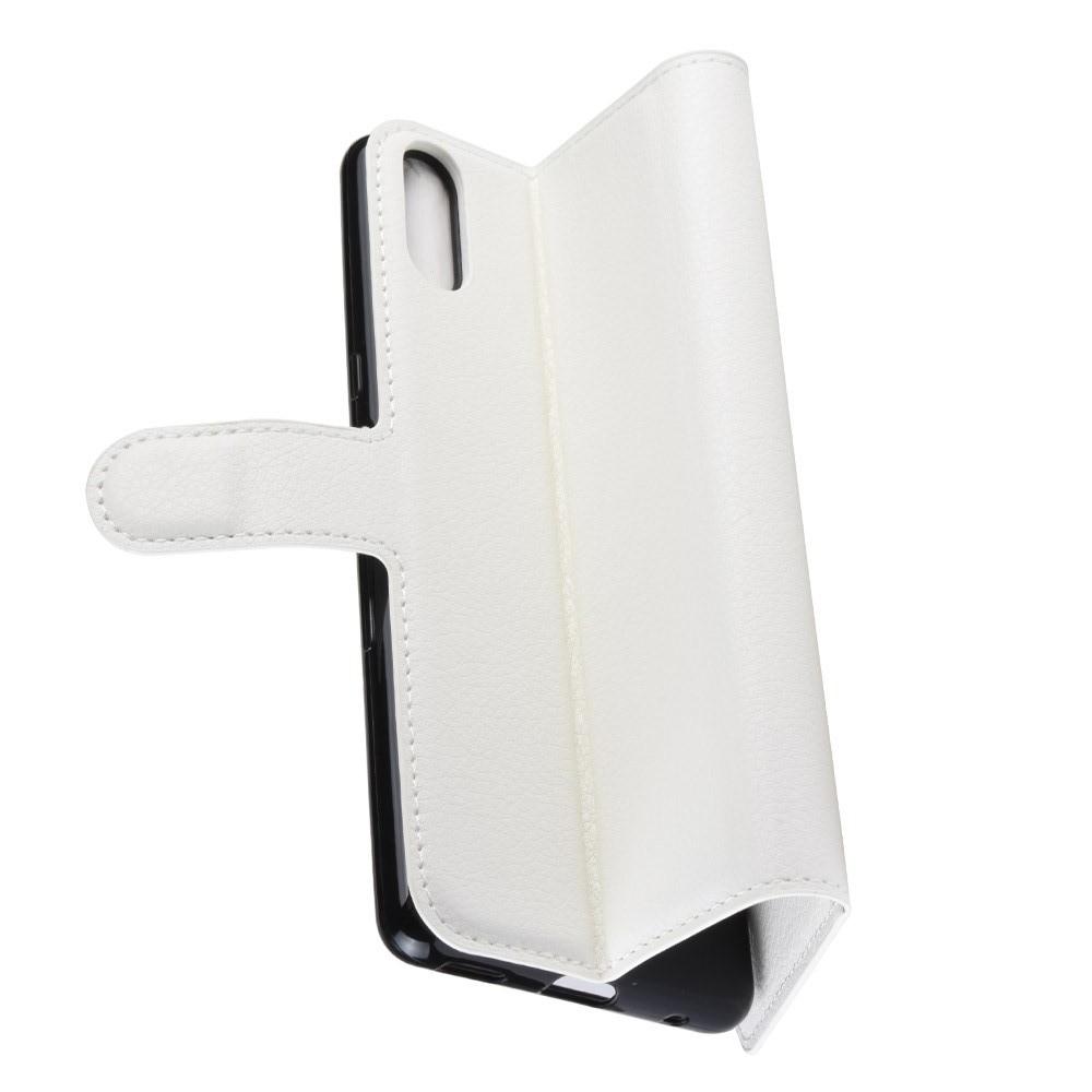 Флип чехол книжка с кошельком подставкой отделениями для карт и магнитной застежкой для Sony Xperia L3 Белый