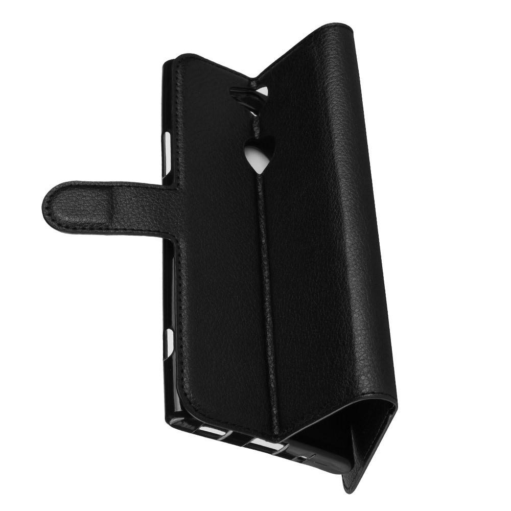 Флип чехол книжка с кошельком подставкой отделениями для карт и магнитной застежкой для Sony Xperia XA2 Plus Черный