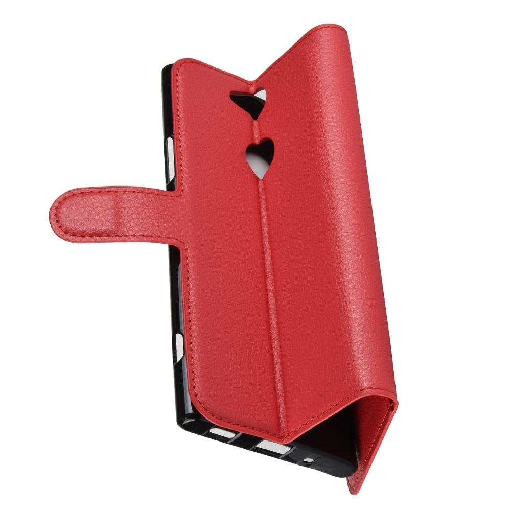 Флип чехол книжка с кошельком подставкой отделениями для карт и магнитной застежкой для Sony Xperia XA2 Plus Красный