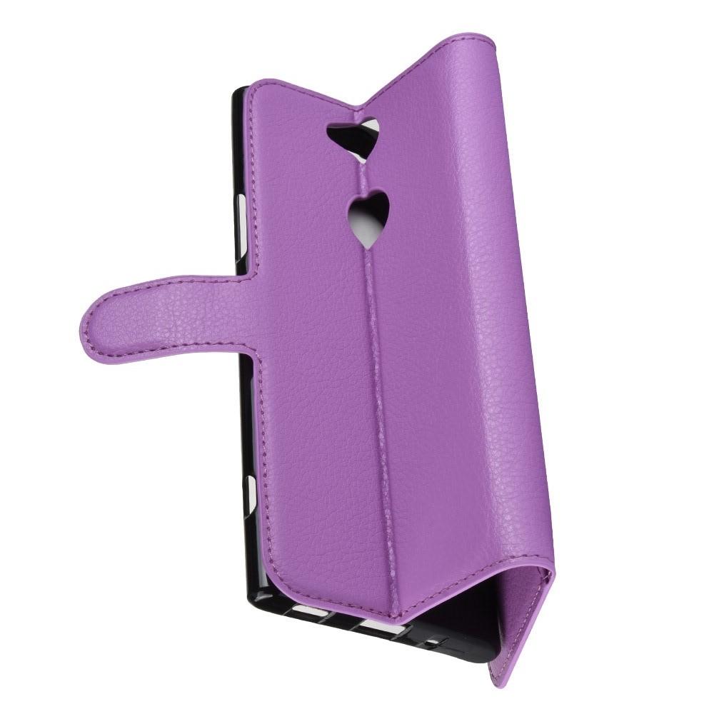 Флип чехол книжка с кошельком подставкой отделениями для карт и магнитной застежкой для Sony Xperia XA2 Plus Фиолетовый