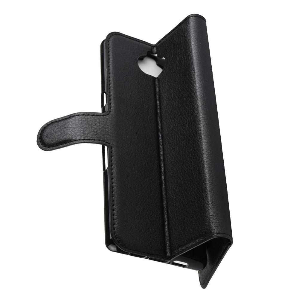 Флип чехол книжка с кошельком подставкой отделениями для карт и магнитной застежкой для Sony Xperia 10 Plus Черный