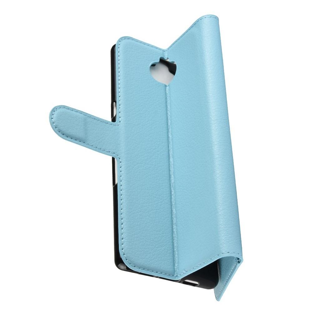 Флип чехол книжка с кошельком подставкой отделениями для карт и магнитной застежкой для Sony Xperia 10 Plus Голубой