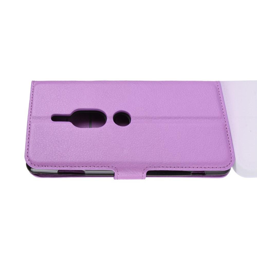 Флип чехол книжка с кошельком подставкой отделениями для карт и магнитной застежкой для Sony Xperia XZ2 Premium Фиолетовый
