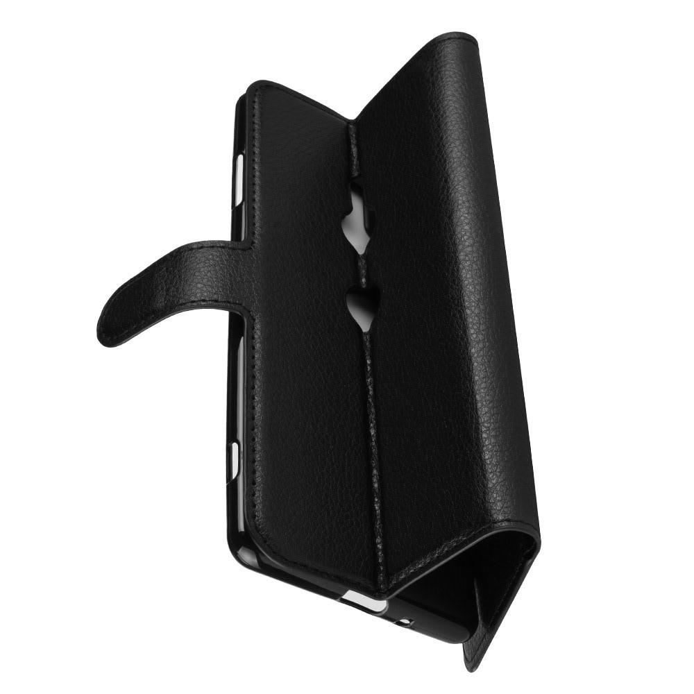 Флип чехол книжка с кошельком подставкой отделениями для карт и магнитной застежкой для Sony Xperia XZ3 Черный
