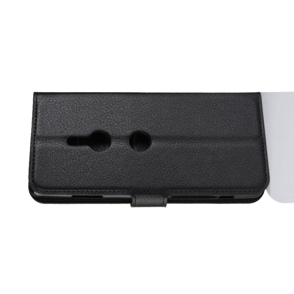Флип чехол книжка с кошельком подставкой отделениями для карт и магнитной застежкой для Sony Xperia XZ3 Черный