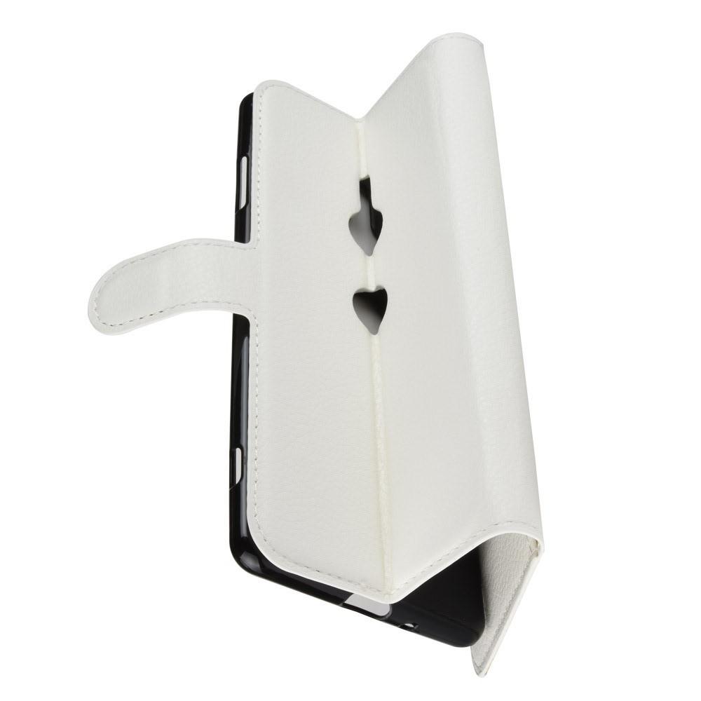 Флип чехол книжка с кошельком подставкой отделениями для карт и магнитной застежкой для Sony Xperia XZ3 Белый