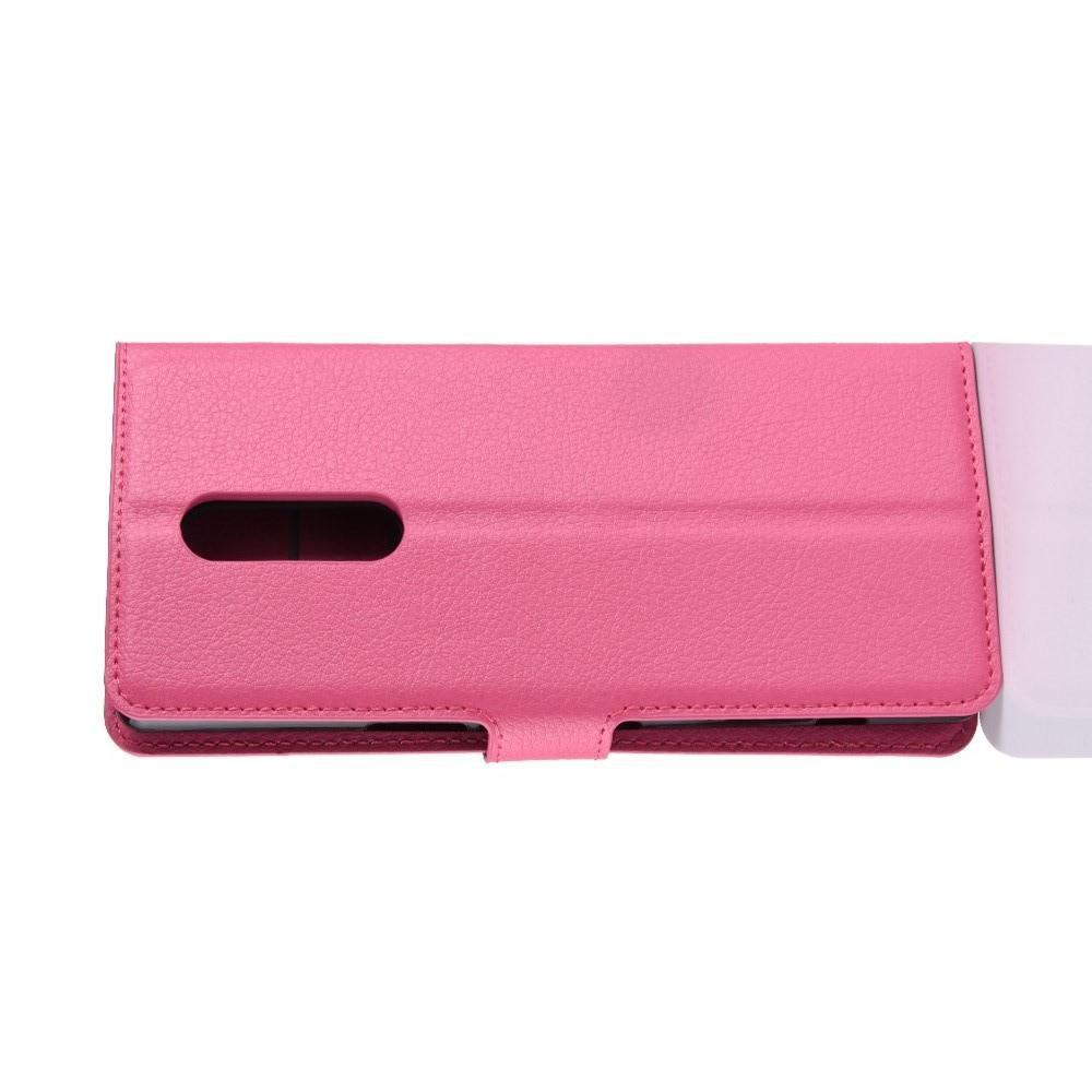 Флип чехол книжка с кошельком подставкой отделениями для карт и магнитной застежкой для Sony Xperia 1 Розовый