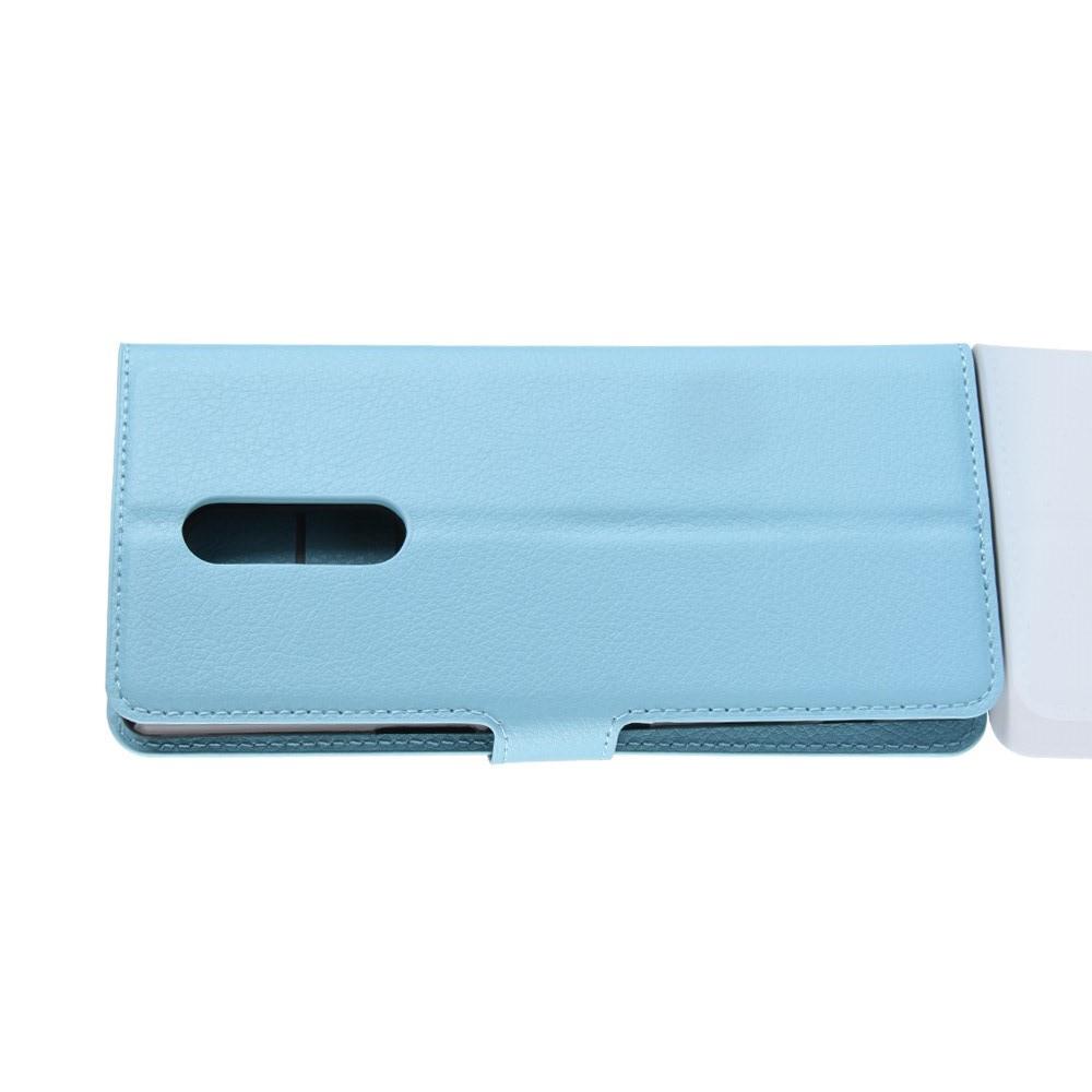 Флип чехол книжка с кошельком подставкой отделениями для карт и магнитной застежкой для Sony Xperia 1 Голубой