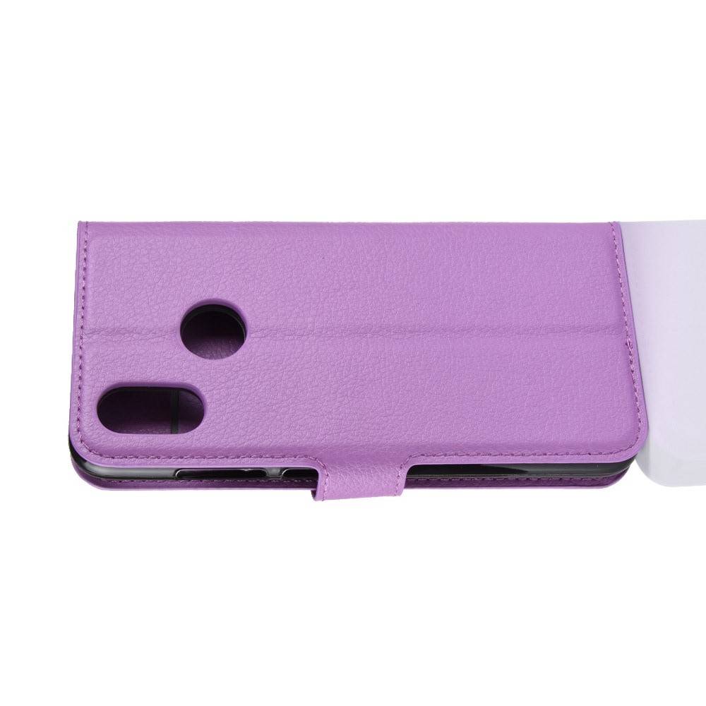 Флип чехол книжка с кошельком подставкой отделениями для карт и магнитной застежкой для Xiaomi Mi 8 Фиолетовый