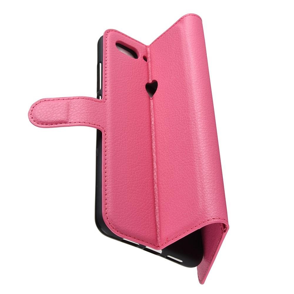 Флип чехол книжка с кошельком подставкой отделениями для карт и магнитной застежкой для Xiaomi Mi 8 Lite Розовый