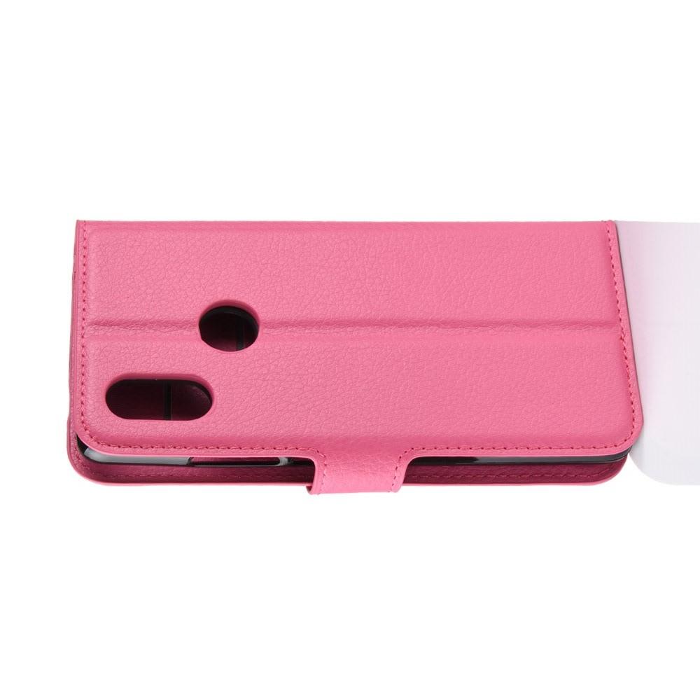Флип чехол книжка с кошельком подставкой отделениями для карт и магнитной застежкой для Xiaomi Mi 8 SE Розовый