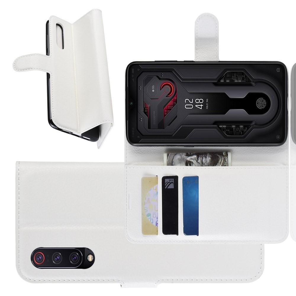 Флип чехол книжка с кошельком подставкой отделениями для карт и магнитной застежкой для Xiaomi Mi 9 Белый