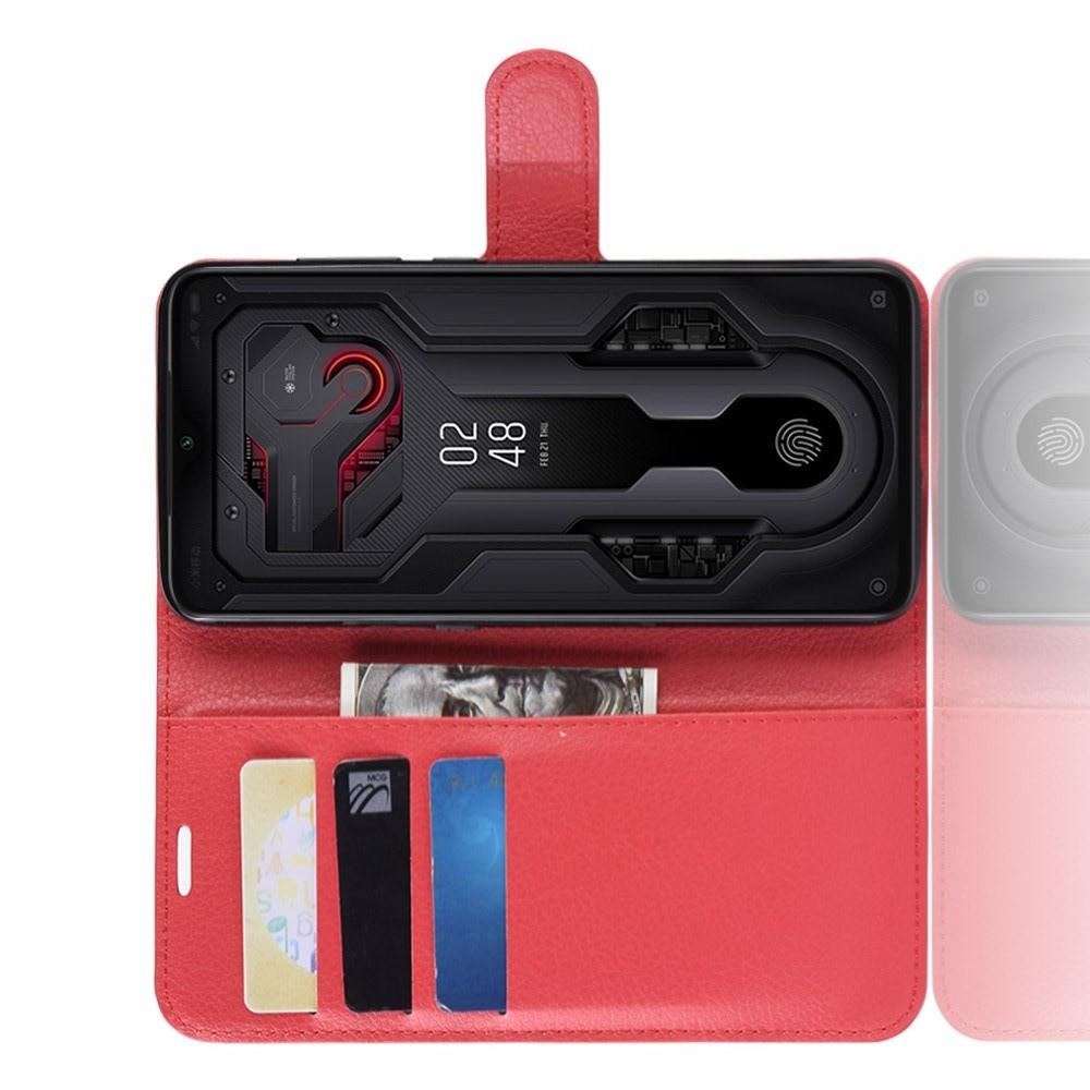 Флип чехол книжка с кошельком подставкой отделениями для карт и магнитной застежкой для Xiaomi Mi 9 Красный