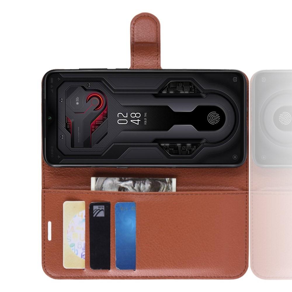 Флип чехол книжка с кошельком подставкой отделениями для карт и магнитной застежкой для Xiaomi Mi 9 Коричневый