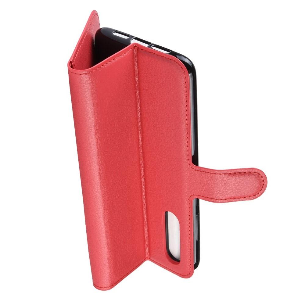 Флип чехол книжка с кошельком подставкой отделениями для карт и магнитной застежкой для Xiaomi Mi 9 SE Красный
