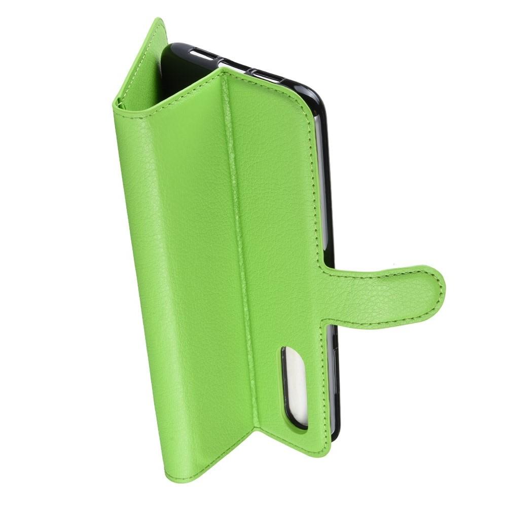 Флип чехол книжка с кошельком подставкой отделениями для карт и магнитной застежкой для Xiaomi Mi 9 SE Зеленый