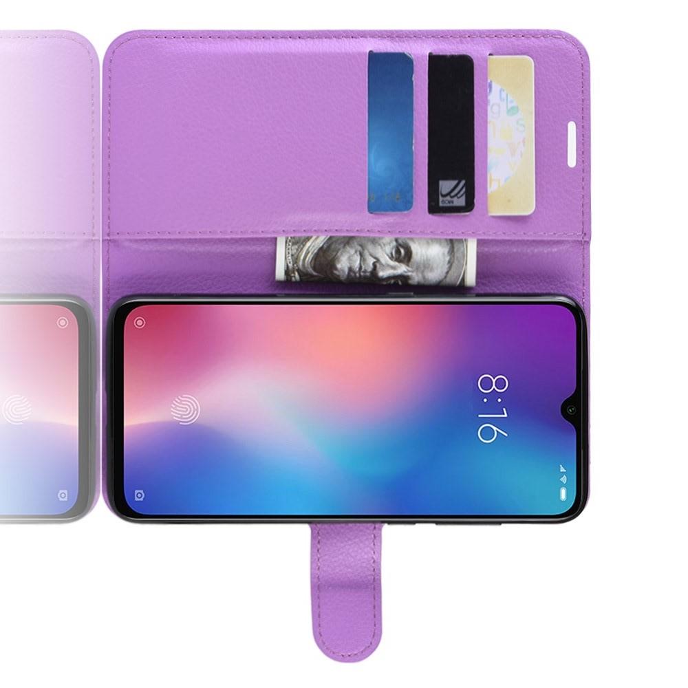 Флип чехол книжка с кошельком подставкой отделениями для карт и магнитной застежкой для Xiaomi Mi 9 SE Фиолетовый