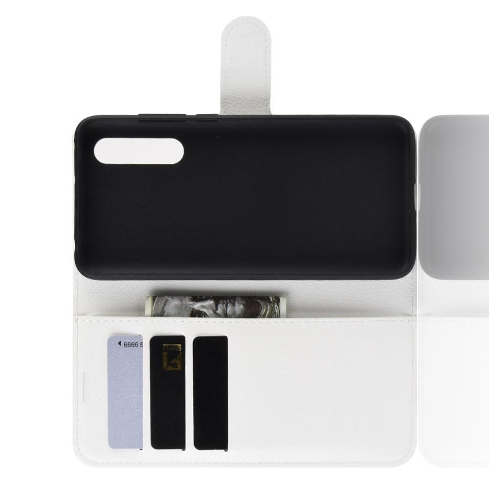 Флип чехол книжка с кошельком подставкой отделениями для карт и магнитной застежкой для Xiaomi Mi 9 Lite Белый