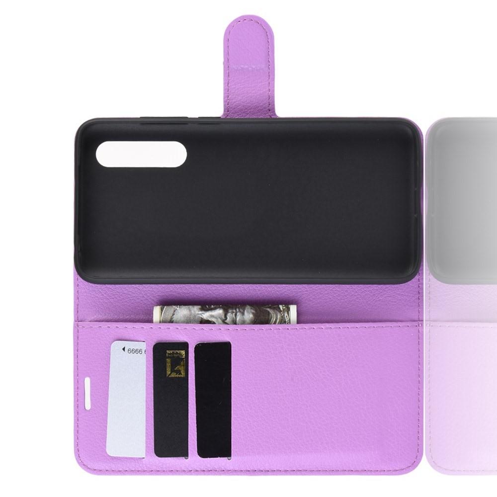 Флип чехол книжка с кошельком подставкой отделениями для карт и магнитной застежкой для Xiaomi Mi 9 Lite Фиолетовый
