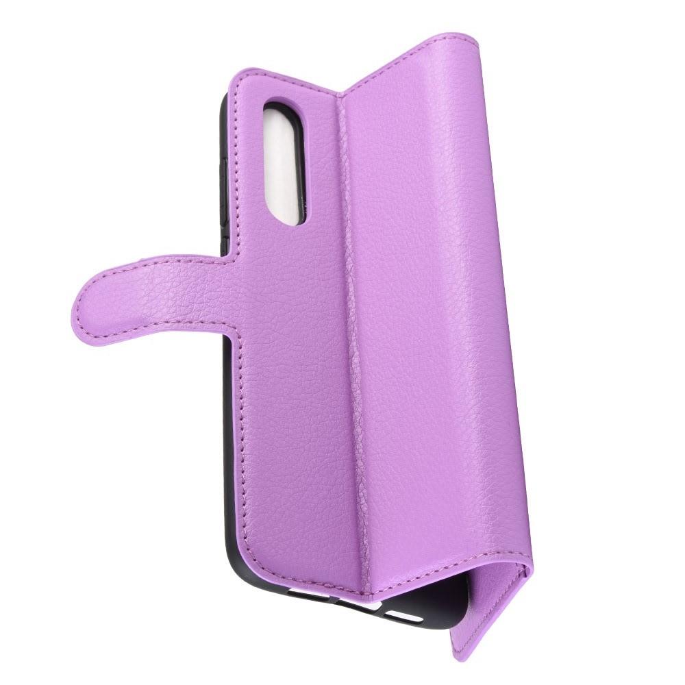 Флип чехол книжка с кошельком подставкой отделениями для карт и магнитной застежкой для Xiaomi Mi 9 Lite Фиолетовый