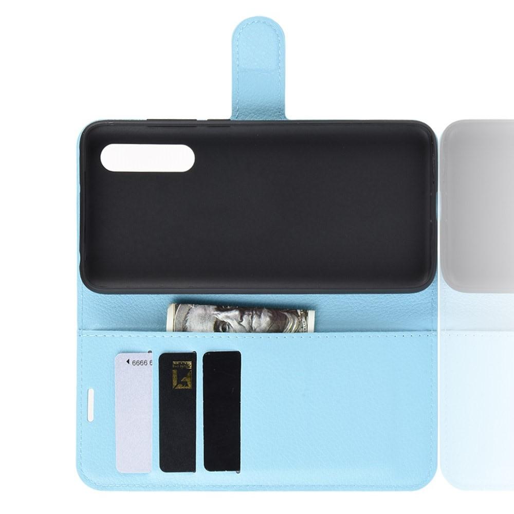 Флип чехол книжка с кошельком подставкой отделениями для карт и магнитной застежкой для Xiaomi Mi 9 Lite Голубой