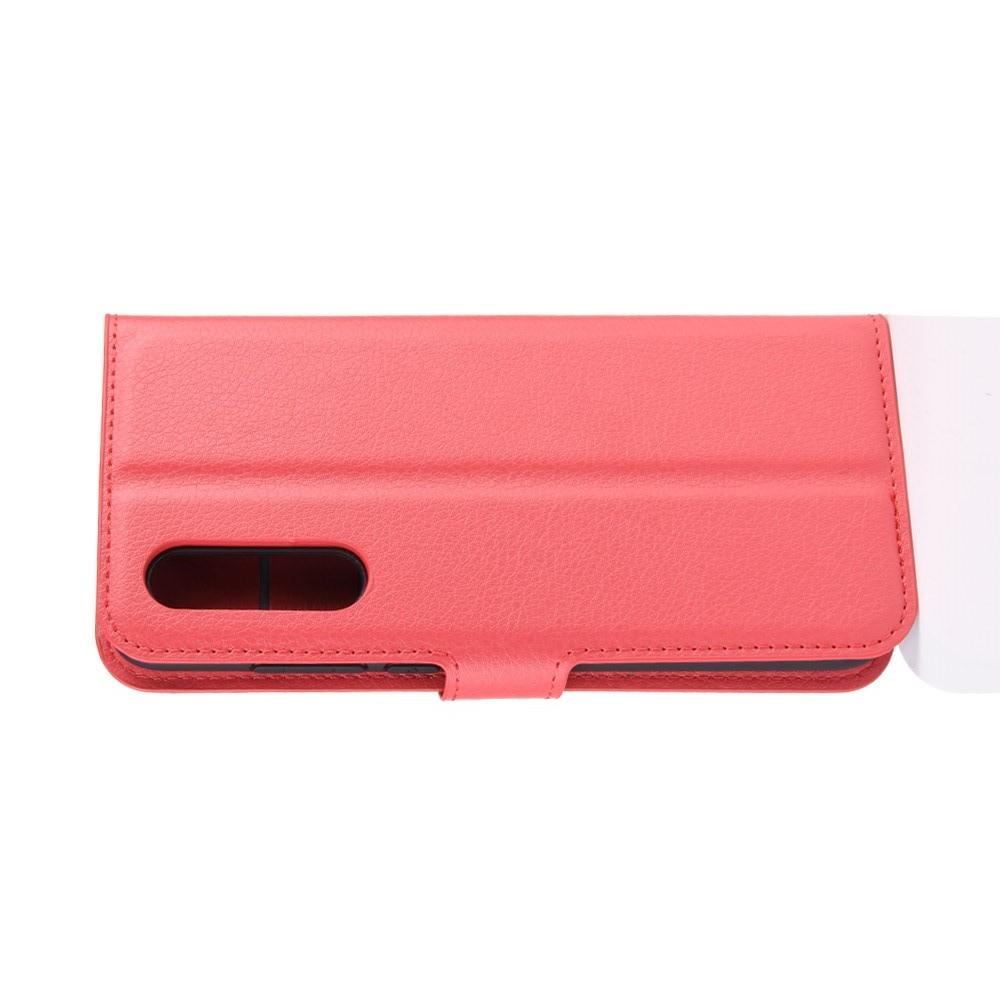 Флип чехол книжка с кошельком подставкой отделениями для карт и магнитной застежкой для Xiaomi Mi 9 Lite Красный