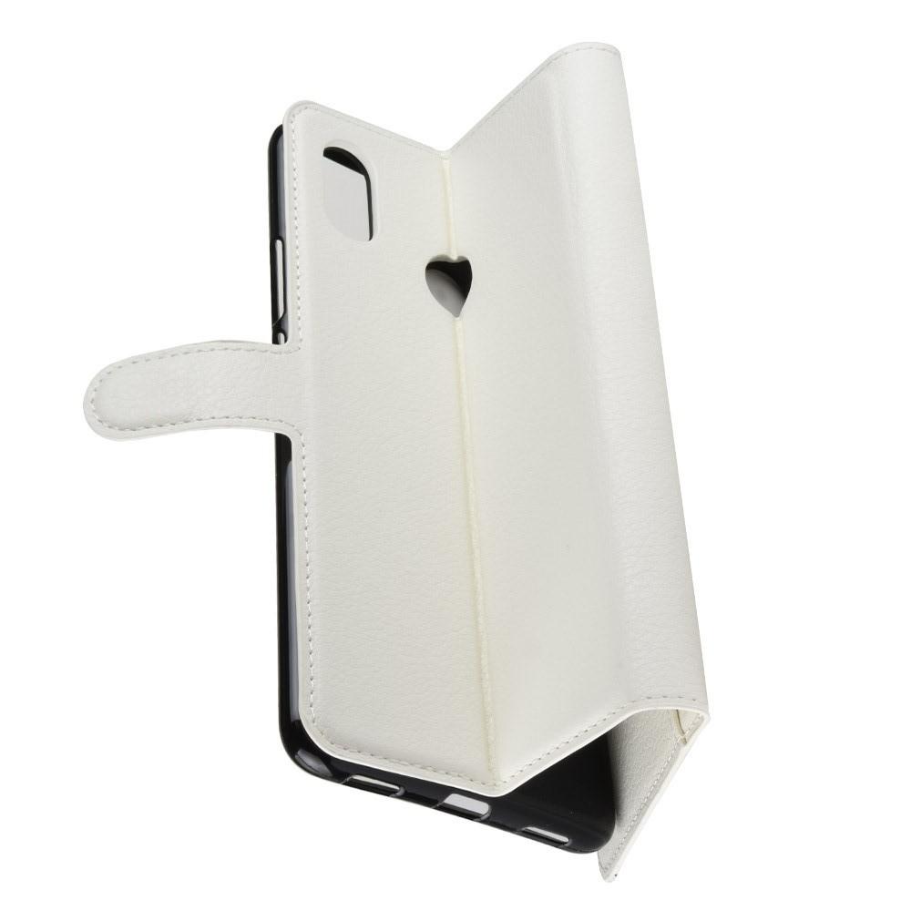 Флип чехол книжка с кошельком подставкой отделениями для карт и магнитной застежкой для Xiaomi Mi Max 3 Белый