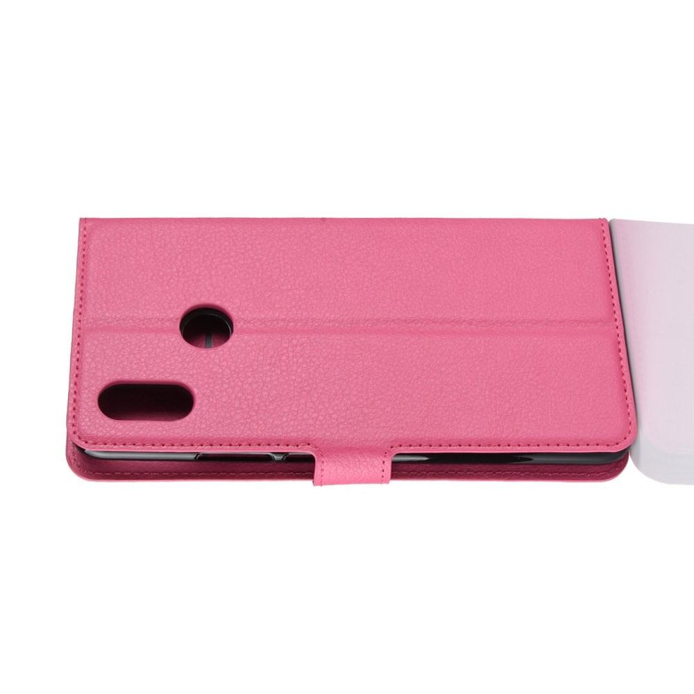 Флип чехол книжка с кошельком подставкой отделениями для карт и магнитной застежкой для Xiaomi Mi Max 3 Розовый