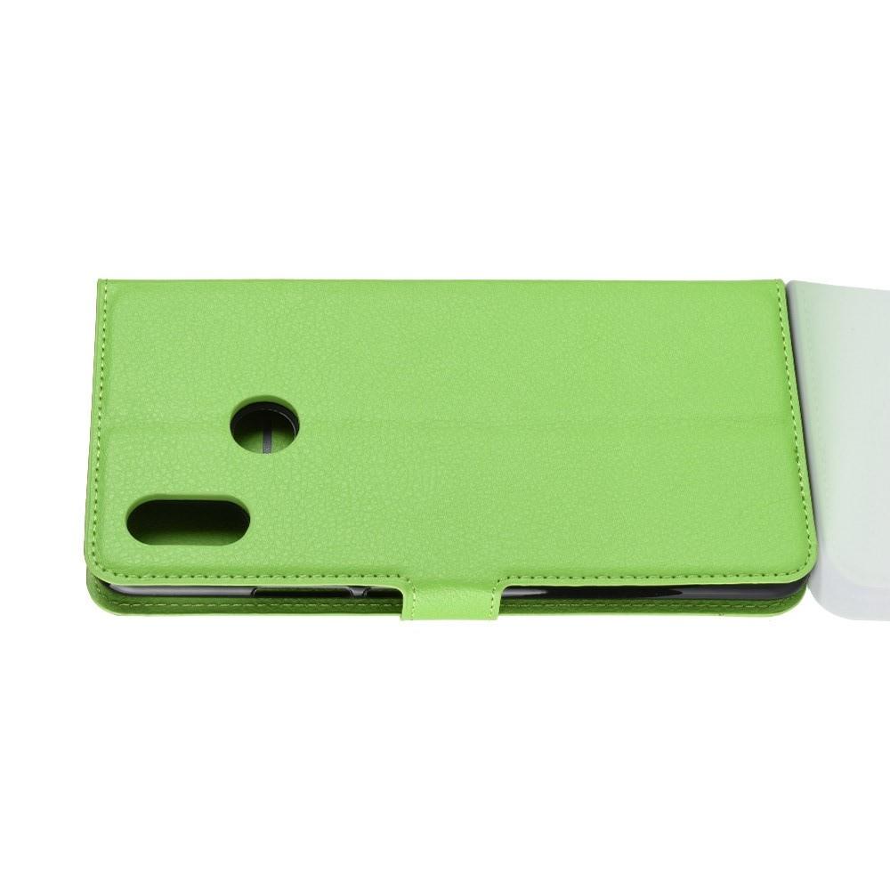 Флип чехол книжка с кошельком подставкой отделениями для карт и магнитной застежкой для Xiaomi Mi Max 3 Зеленый