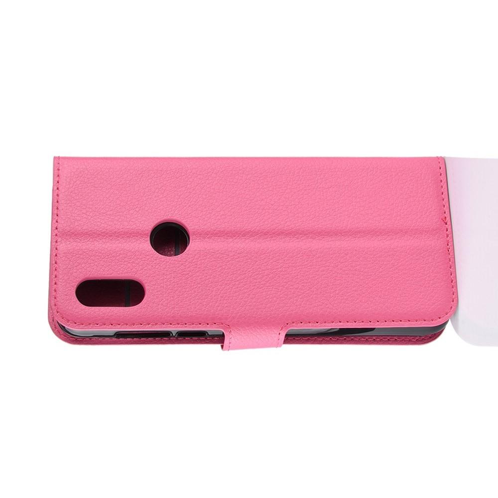 Флип чехол книжка с кошельком подставкой отделениями для карт и магнитной застежкой для Xiaomi Mi Mix 3 Розовый